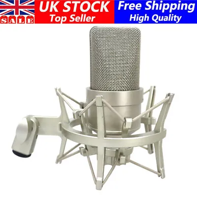 Large Diaphragm Studio Condenser Microphone With Shockmount Set Cardioid Mic UK • £30.88