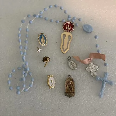 Vintage To Now Religious Catholic Rosary Jewelry Misc Junk Drawer  Lot • $2