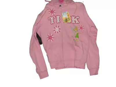 Disney Tink Tinkerbell Fleece Jacket Women's Small Hoodie Embroidered Pink Zip • $20