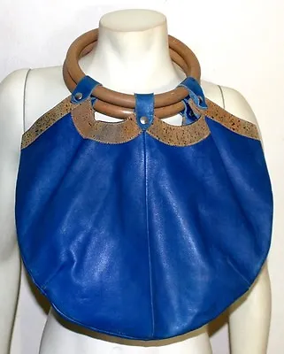 Charles Jourdan Paris Blue Leather Tote Hand Bag   • $69.99