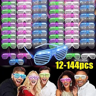 12-144 Flashing Party Glasses | LED Light Up Glow Neon Shutter Shades Disco Rave • £90.99