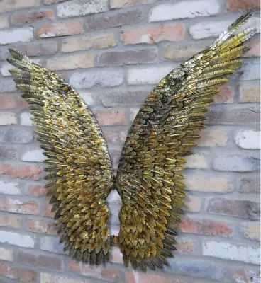 Large Angel Wings Wall Art Contemporary Metal Angel Wings Wall Sculpture • £59.99