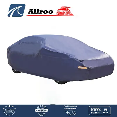 7 Layers Full Car Cover Waterproof Dark Blue PEVA W/Non-Abrasive Cotton Lining • $33.99