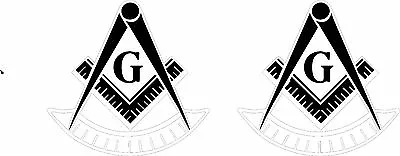 WHITE Vinyl Decal Past Master Masonic Emblem Tail Light Mason  2 Pieces 3 Inches • $5.10