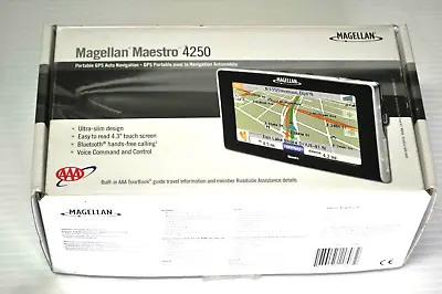 Boxed Magellan Maestro 4250 Gps Unit Portable 4.3  Touch Screen Blue Tooth Voice • $19.99