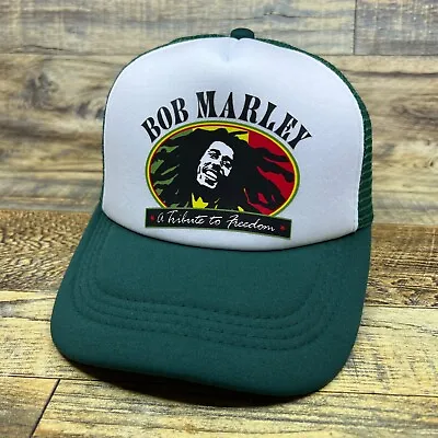 Bob Marley Mens Trucker Hat Green Snapback Jamaican Reggae One Love Ball Cap • $19.99