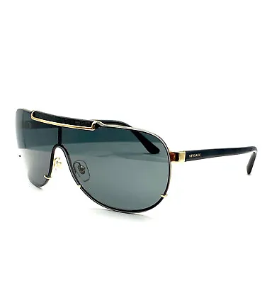 Versace VE2140 100287 Black-Gold/Gray Metal Men's Sunglasses • $172.99