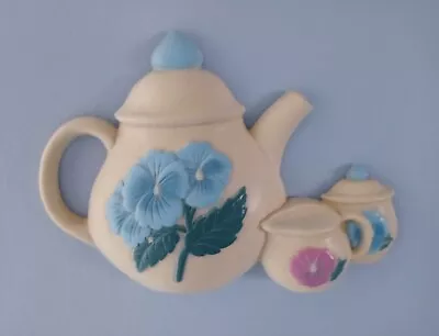 Burwood Products Co. Vintage Hard Plastic Teapot Creamer & Sugar Dish Wall Art • $20