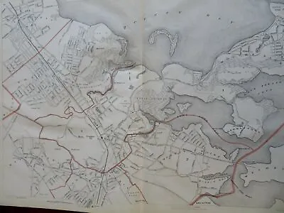 Quincy Massachusetts City Plan Adams Academy Railroads 1891 Walker Map • $60