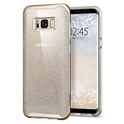 For Galaxy S8 Plus Case Spigen Neo Hybrid Crystal Glitter Cover - Gold Quartz • £3.99