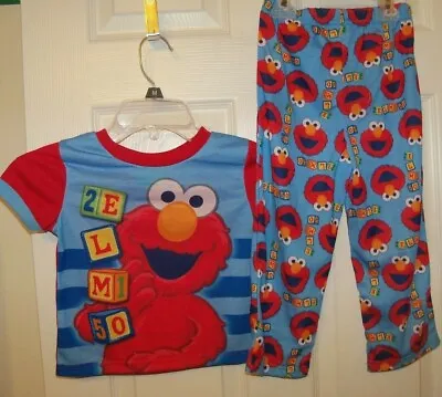 Tickle Elmo Blocks Flame Resistant Blue 2 Piece Pajama PJ  Set Boys Size 5T NWT  • $17.79