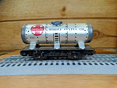 MARX 027  Gauge Metal Santa Fe 558 Middle States Tanker Car • $12