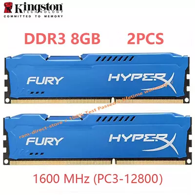 HyperX FURY DDR3 16GB 2x 8GB 1600 MHz PC3-12800 Desktop RAM Memory DIMM 240pins • $22.98