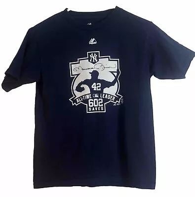 MARIANO RIVERA #42 NEW YORK YANKEES All-Time SAVES Leader 602 YOUTH T-Shirt Med • $12.99
