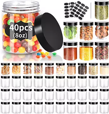 40 Pack Plastic Jars With Lids  8 Oz Clear Slime Cosmetics Containers With Pen • $33.95