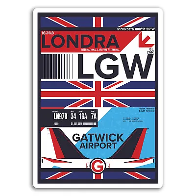 2 X 10cm Gatwick Airport Vinyl Stickers - London Sticker Laptop Luggage #17151 • £3.99