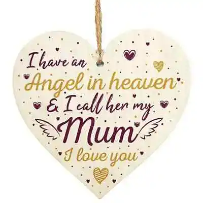 Mum Wooden Heart Plaque Memorial Hanging Mothers Day Gift Remembrance Loss Sign • £2.99