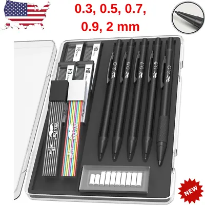 Black Metal 2.0 Mechanical Pencil Set With Case Drafting Lead Holder Adult NEW • $17.91