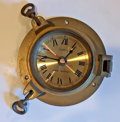 Ship's Royal Mariner Nautical Brass Porthole Quartz Clock Reproduction • $22