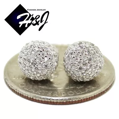 Men Women 925 Sterling Silver Icy Bling Cubic Zirconia 8mm 3d Stud Earring*e30 • $21.99