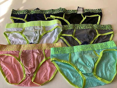 Lot Of 6 Mens Briefs Size XXL (US Size M-L) Summer Cool MESH Underwear • $16.95