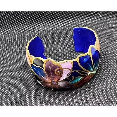 Vintage David Kuo Champleve Butterfly Enamel Cuff Bracelet • $195