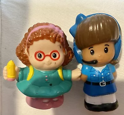 Fisher Price Little People Bundle Of 2 Pilot Mia And Maggie With Pencil Backpack • $5