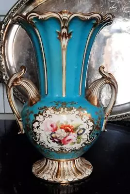 Exquisite Regency Coalport Rococo Gilded & Hand Painted Two Handled Vase C 1800 • £74.99