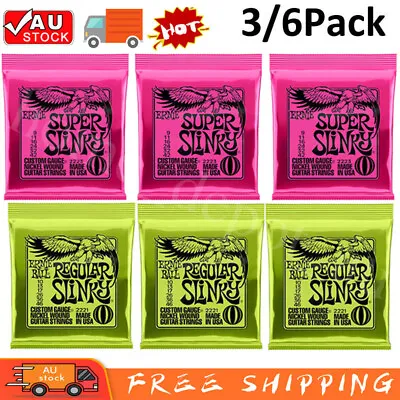 3/6Pack Electric Guitar Strings Slinky For Ernie Ball 2221(10-46) 2223 (9-42) • $4.99