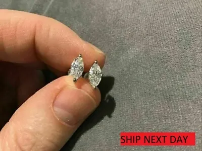2 Ct Marquise Cut Lab-Created Diamond Women's Stud Earring 14K White Gold Finish • $59.99