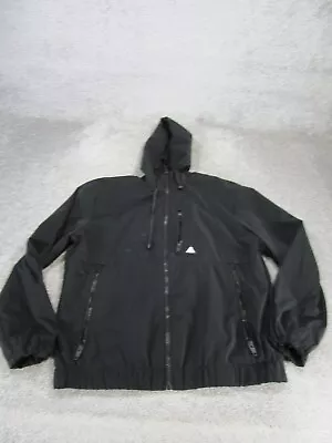 Zara Jacket Mens Medium Soft Shell Hooded Black Windbreaker *Stain • $24.99