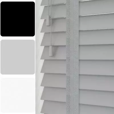 Wooden Premium Venetian Blinds With Tapes 50mm Slats White Grey • £41.99