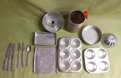 Vintage 14 Piece Children Metal Cookware & Utensils • $18