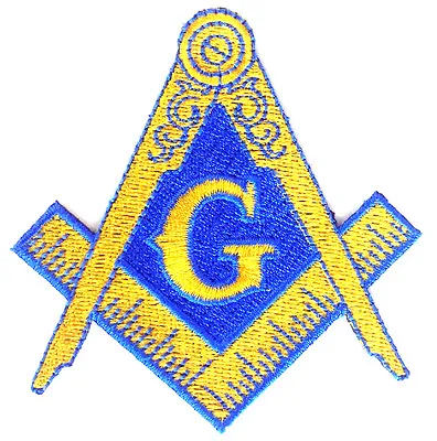 Freemason Masonic Square And Compasses Mason Embroidered Blue Gold Patch New • $5.95