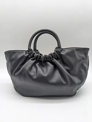 MANGO MNG Pleated Faux-leather Satchel Small Crossbody Bag - BLACK • $30