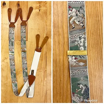 Trafalgar Mens Limited Edition Vintage Silk Suspenders “National Pastime” Braces • $59.88