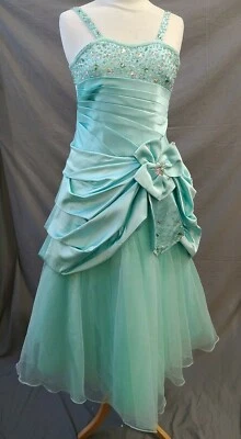 £22.50 • Buy Mint Green Beaded Lace Back Princess Prom Dress, Osepe, Approx Teen Medium