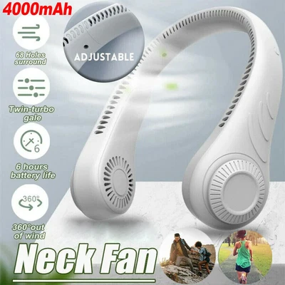 $10.98 • Buy Mini Fan Neckband Bladeless Lazy Neck Hanging Cooler USB Rechargeable Portable