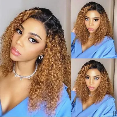 Human Hair Wigs Women Glueless Curly Wear And Go Lace Front Short Wig UK • £83.69