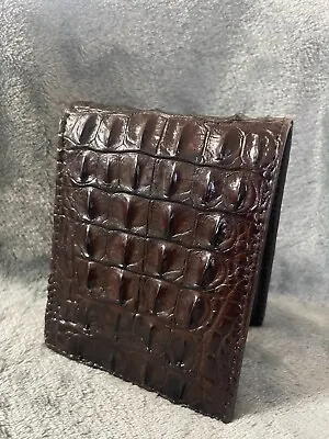 Genuine Alligator Crocodile Leather Skin Men's Money Clip Bifold Wallet Brown • $24.99