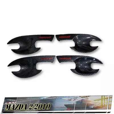 4 Doors Handle Bowl Cover Black Carbon Logo Red Fit Mazda 2 DE DH 2009-2014 • $47