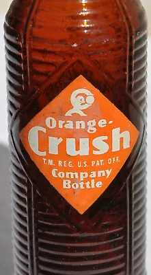 $19.50 • Buy Vintage ORANGE CRUSH Brown Amber Glass Krinkly Soda Pop Bottle Antique Old OC