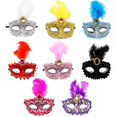 $9.99 • Buy Women Masquerade Feather Mask Costume 50's 1950's Fancy Dress Cosplay