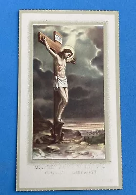 Vintage Catholic Holy Funeral Prayer Card - Jesus On Cross • $1