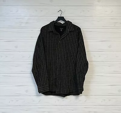 Van Heusen Shirt Mens Size XXL Button Up Long Sleeve Plaid Classic Fit Black • $8.92