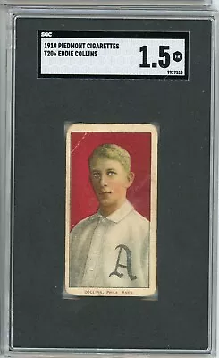 1910 T206 Piedmont Tobacco Eddie Collins Portrait HOF SGC 1.5 Philadelphia A'S • $375