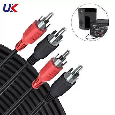 £5.49 • Buy Phono Rca Twin Cable Male Lead Audio Plug Nickel Connectors Stereo Speaker DJ