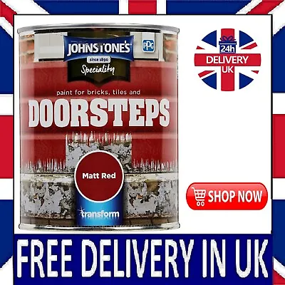 Johnstone's Paint For Bricks Tiles And Doorsteps - Matt Red 750ml FREE POSTAGE • £15.23