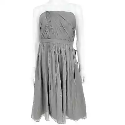 J.Crew Taryn Silk Grey Strapless Bridesmaid Prom Dress Mini Size 4 NWT • $24.50