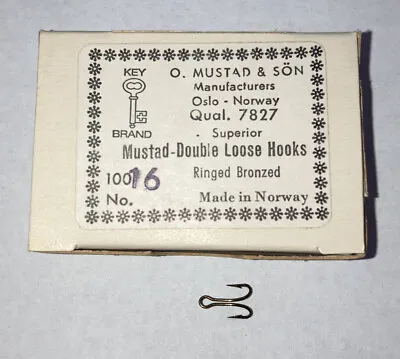 100 Mustad Double Loose Open Eye Qual. 7827 Size 16 Fly Tying Hooks Lure Making • $10